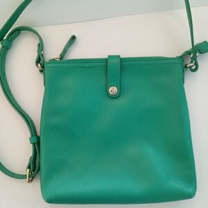 Lands' End Teal Leather Crossbody Purse
